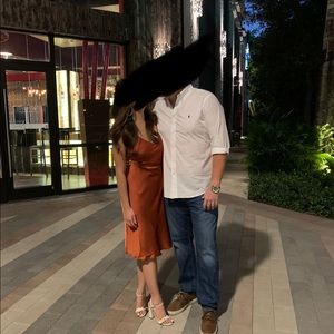 Express copper midi satin v neck